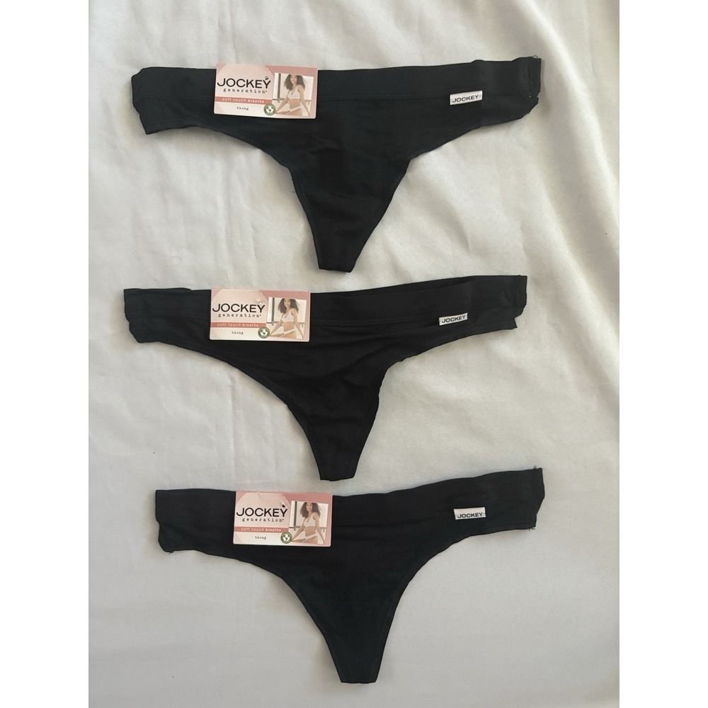 NEW JOCKEY Soft Touch Breathe Modal Stretch Thong Panty Medium 3 Pair Black
